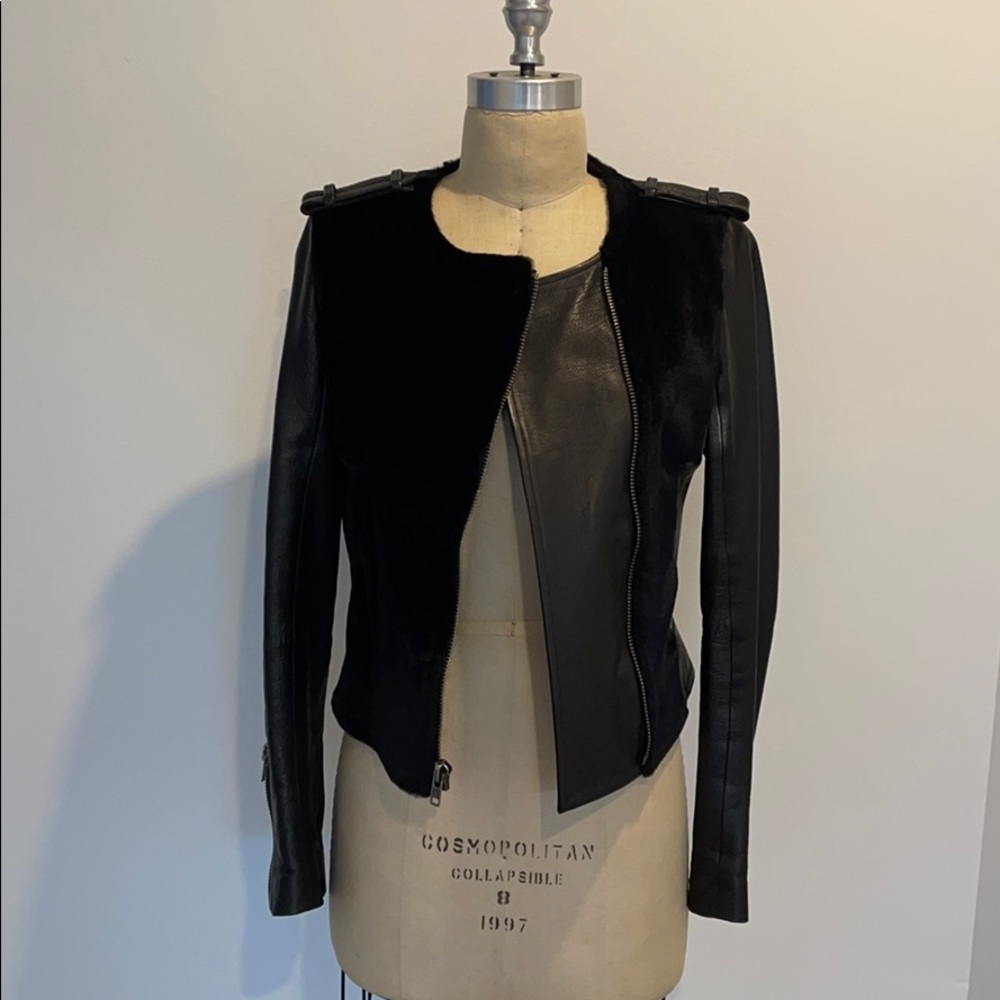 ALC fur leather jacket